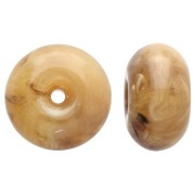 Perles rondelles 12x7 mm en résine translucide - Ambre clair marbré x6