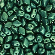 Perles en verre Mini Gemduo 2 trous 6x4 mm - Gold Shine Dark Green x5g|raw }}