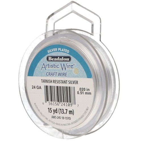 Fil de cuivre rond 0.51 mm Artistic Wire - Plaqué Argent anti-ternissement x13.7m