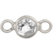 Intercalaire rond facetté 4.5 mm avec pierre gemme - Argent 925 - Cristal de roche