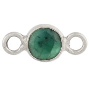 Intercalaire rond facetté 4.5 mm avec pierre gemme - Argent 925 - imitation Emeraude