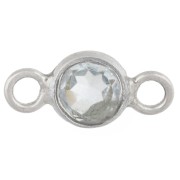 Intercalaire rond facetté 4.5 mm imitation gemme - Argent 925 - Hydro Blue Topaze