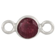 Intercalaire rond facetté 4.5 mm avec pierre gemme - Argent 925 - imitation Rubis x1