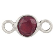 Intercalaire rond facetté 4.5 mm avec pierre gemme - Argent 925 - Grenat x1