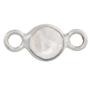 Intercalaire rond facetté 4.5 mm avec pierre gemme - Argent 925 - Pierre de lune x1