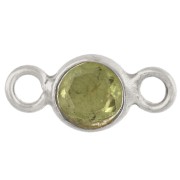 Intercalaire rond facetté 4.5 mm avec pierre gemme - Argent 925 - Peridot x1