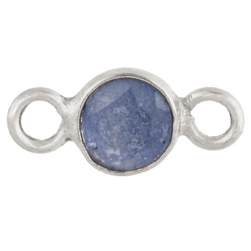 Intercalaire rond facetté 4.5 mm avec pierre gemme - Argent 925 - imitation Saphir
