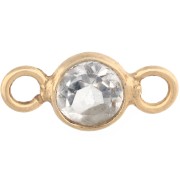 Intercalaire rond facetté 4.5 mm gemme - Argent 925 Doré Or fin - Cristal de roche