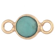 Intercalaire rond 4.5 mm pierre gemme - Argent 925 Doré à l'or fin - Turquoise x1