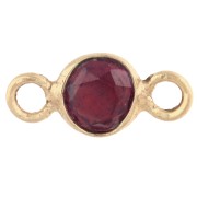 Intercalaire rond facetté 4.5 mm pierre gemme - Argent 925 Doré à l'or fin - Grenat