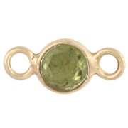 Intercalaire rond facetté 4.5 mm pierre gemme - Argent 925 Doré à l'or fin - Peridot