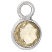Breloque ronde facettée 4.5 mm avec pierre gemme - Argent 925 - Citrine x1