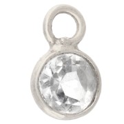 Breloque ronde facettée 4.5 mm pierre gemme - Argent 925 - Cristal de roche