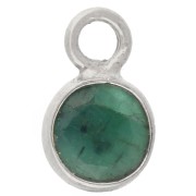 Breloque ronde facettée 4.5 mm en pierre gemme - Argent 925 - Emeraude