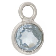 Breloque ronde facettée 4.5 mm en pierre gemme Argent 925 - Topaze bleue