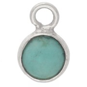 Breloque ronde 4.5 mm pierre gemme - Argent 925 - Turquoise x1