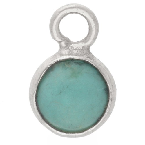 Breloque ronde 4.5 mm pierre gemme - Argent 925 - Turquoise x1