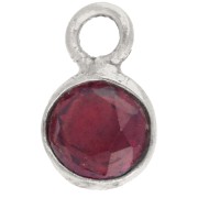 Breloque ronde facettée 4.5 mm pierre gemme - Argent 925 - Grenat x1