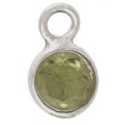 Breloque ronde facettée 4.5 mm pierre gemme - Argent 925 - Peridot