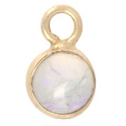 Breloque ronde 4.5 mm avec pierre gemme - Argent 925 Doré à l'or fin - Opale