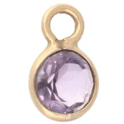 Breloque ronde facettée 4.5 mm pierre gemme - Argent 925 Doré Or fin - Amethyste
