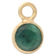 Breloque ronde facettée 4.5 mm gemme - Argent 925 Doré Or fin - imit Emeraude