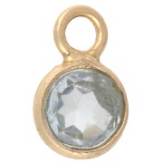 Breloque ronde facetté 4.5 mm imit gemme Argent 925 Doré Or fin Hydro Blue Topaze