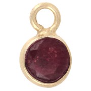 Breloque ronde facettée 4.5 mm gemme - Argent 925 Doré Or fin - imit Rubis