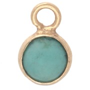 Breloque ronde 4.5 mm pierre gemme - Argent 925 Doré à l'or fin - Turquoise x1