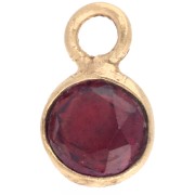 Breloque ronde facettée 4.5 mm pierre gemme - Argent 925 Doré à l'or fin - Grenat