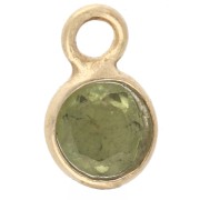 Breloque ronde facettée 4.5 mm pierre gemme - Argent 925 Doré à l'or fin - Peridot