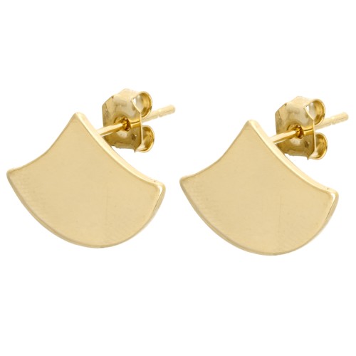 Clous d'oreilles style oriental avec anneaux ouvert 12 mm - Doré à l'or fin x2