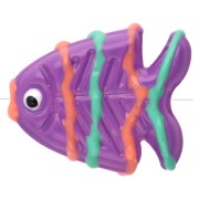 Perle poisson en verre 22x19 mm - Violet - Orange - Vert x1