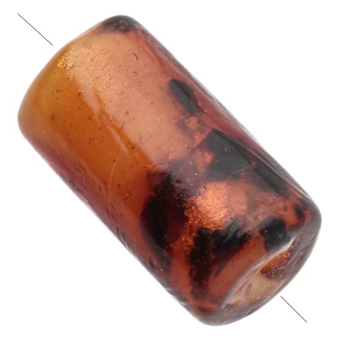 Perles tubes 16x9 mm en verre - Marbré Marron - Pailleté x8