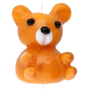 Perle ourson 19x14 mm en verre - Orange marbré x1