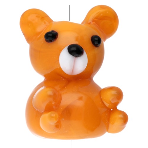 Perle ourson 19x14 mm en verre - Orange marbré x1