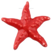Pendentif étoile de mer 39x41 mm en céramique - Rouge x1