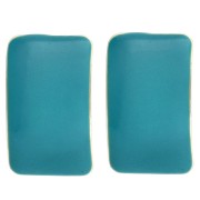 Clous d'oreilles rectangle 13x20 mm résine époxy - Acier Doré - Pétrole x2