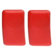 Clous d'oreilles rectangle 13x20 mm résine époxy - Acier Doré - Rouge x2