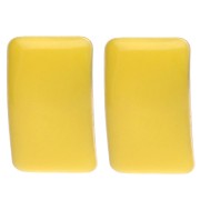 Clous d'oreilles rectangle 13x20 mm résine époxy - Acier Doré - Jaune x2