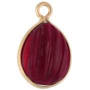Breloque goutte striée 17x11 mm pierre gemme - Doré à l'or fin - Grenat x1|raw }}