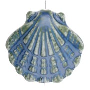 Perle coquillage 26x27.5 mm en céramique - Bleu - Vert x1