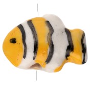Perle poisson clown 13x17.5 mm en céramique - Jaune - Blanc x1|raw }}