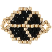 Intercalaire peace and love 21x15 mm en perles de rocailles - Noir - Doré x1