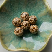 Perles rondes en bois 16 mm - Motif léopard - Beige - Marron - Noir x10