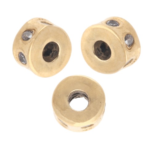 Perle rondelle 5x3 mm avec oxydes de zirconium - Doré à l'or fin - Crystal x1