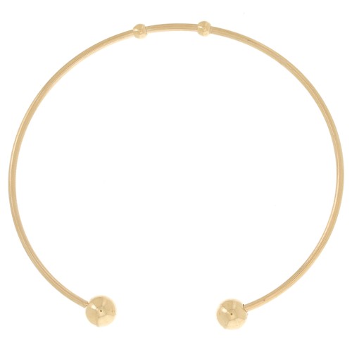 Petit bracelet jonc 61.5 mm avec boules - Acier inoxydable 304 Doré x1