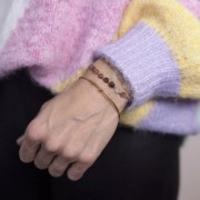 Petit bracelet jonc 61.5 mm avec boules - Acier inoxydable 304 Doré x1