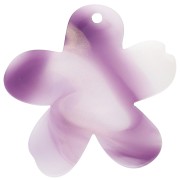 Pendentif fleur 32x30 mm en acétate - Marbré Blanc - Violet - Doré x1