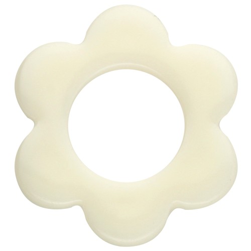 Pendentif fleur 14 mm en acrylique - Blanc cassé x1